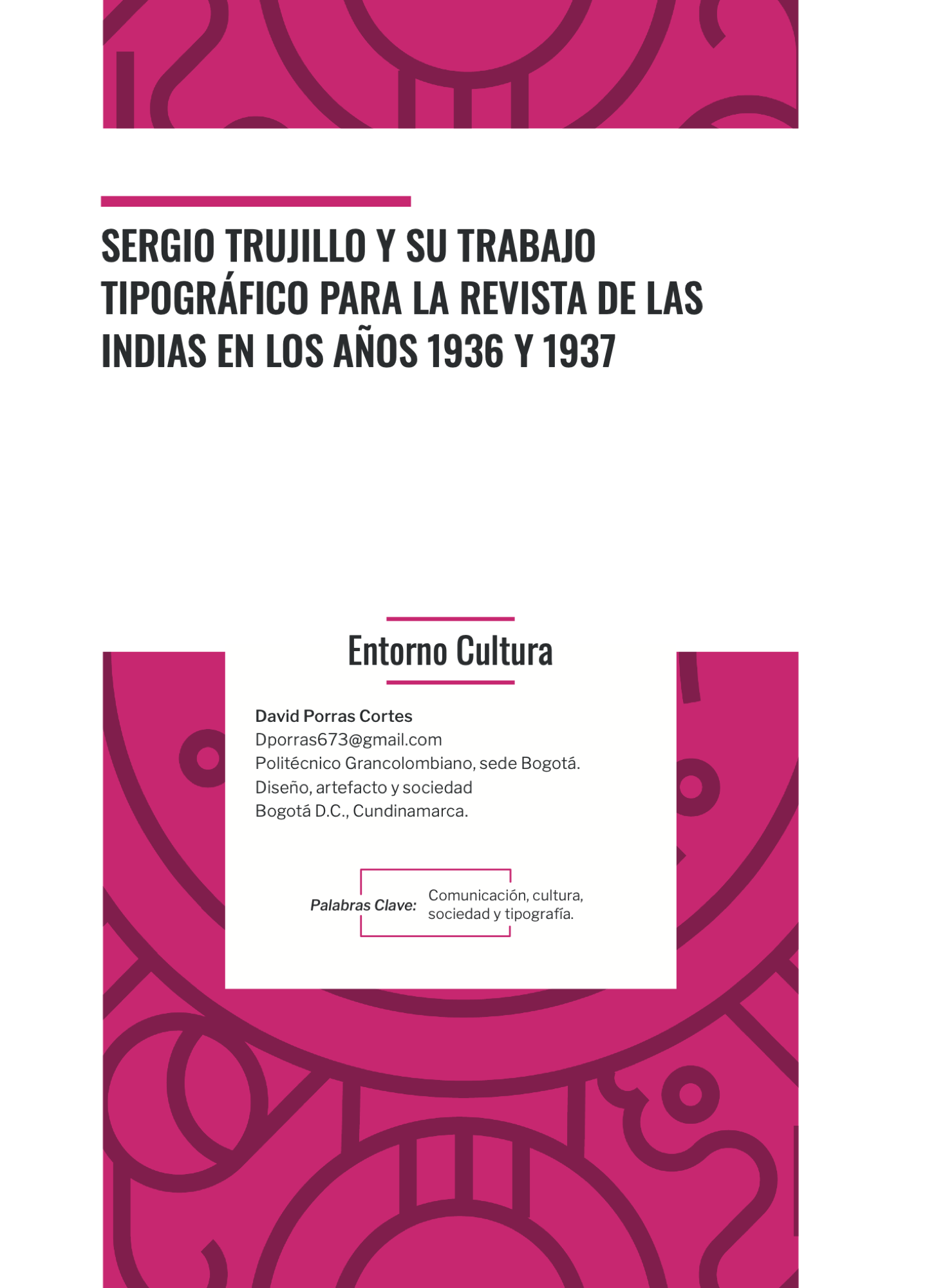 Sergio Trujillo y su trabajo tipográfico para la revista de las Indias en los años 1936 y 1937