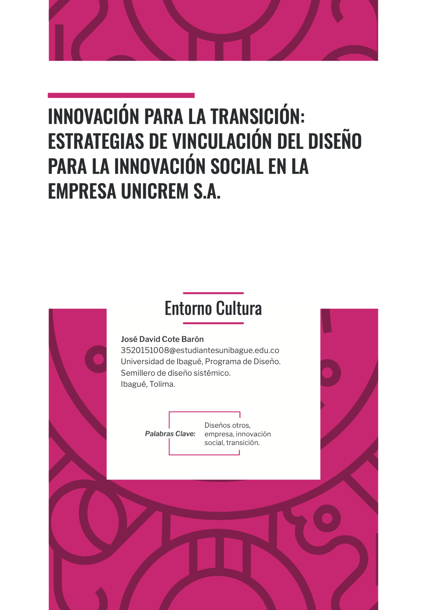 Innovación para la transición: estrategias de vinculación del diseño para la innovación social en la empresa UNICREM S.A.