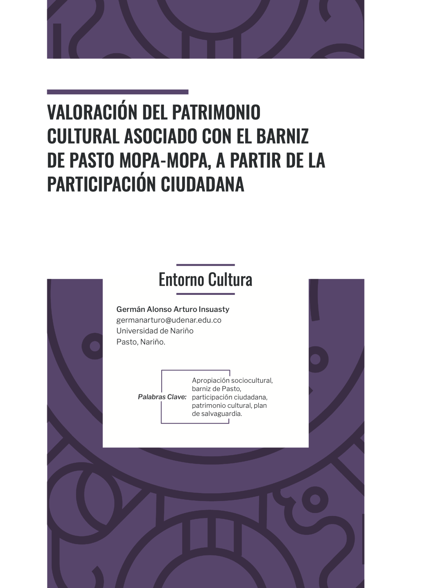 Valoración del patrimonio cultural asociado con el Barniz de Pasto Mopa-Mopa