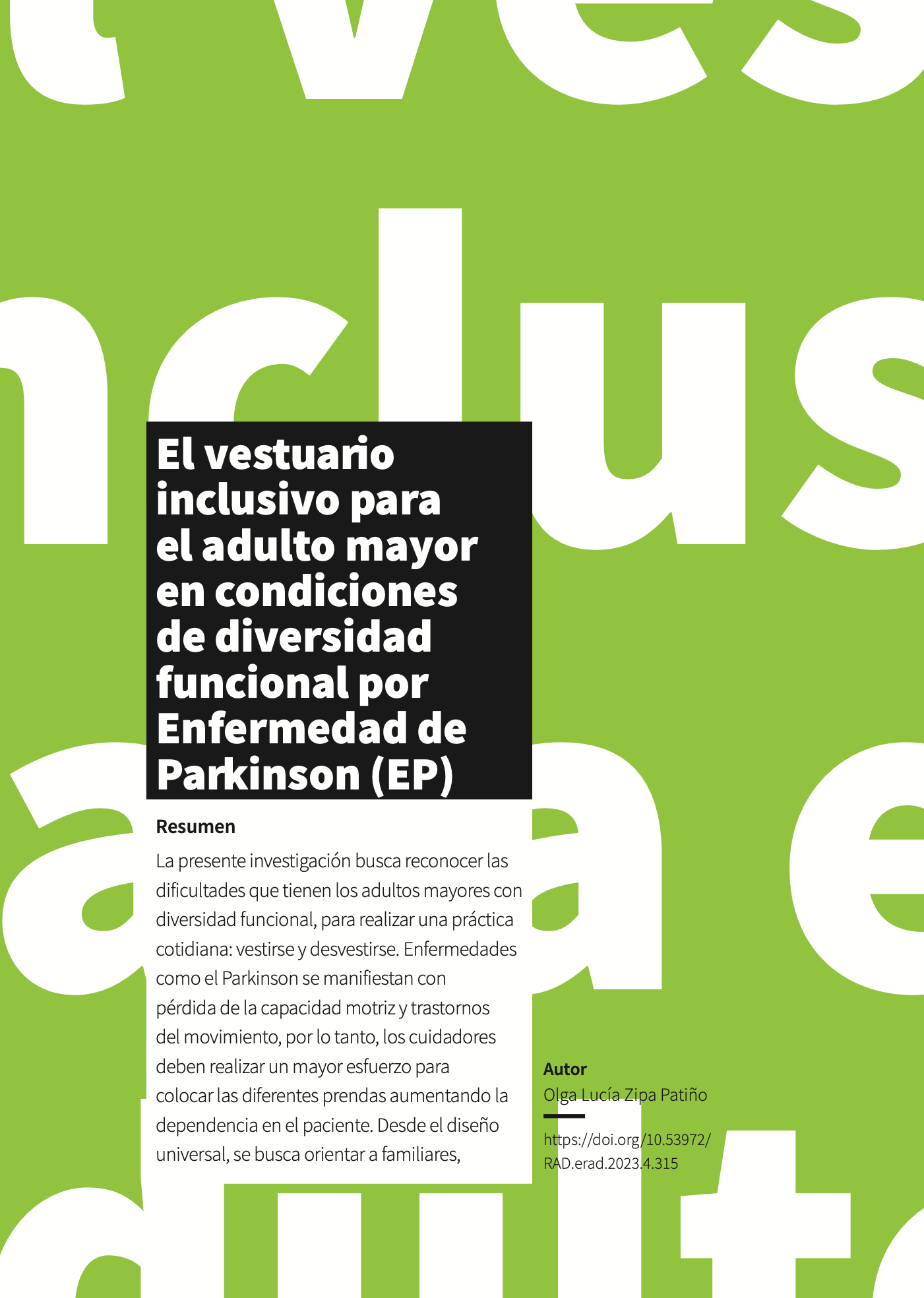 El vestuario inclusivo para el adulto mayor en condiciones de diversidad funcional por Enfermedad de Parkinson