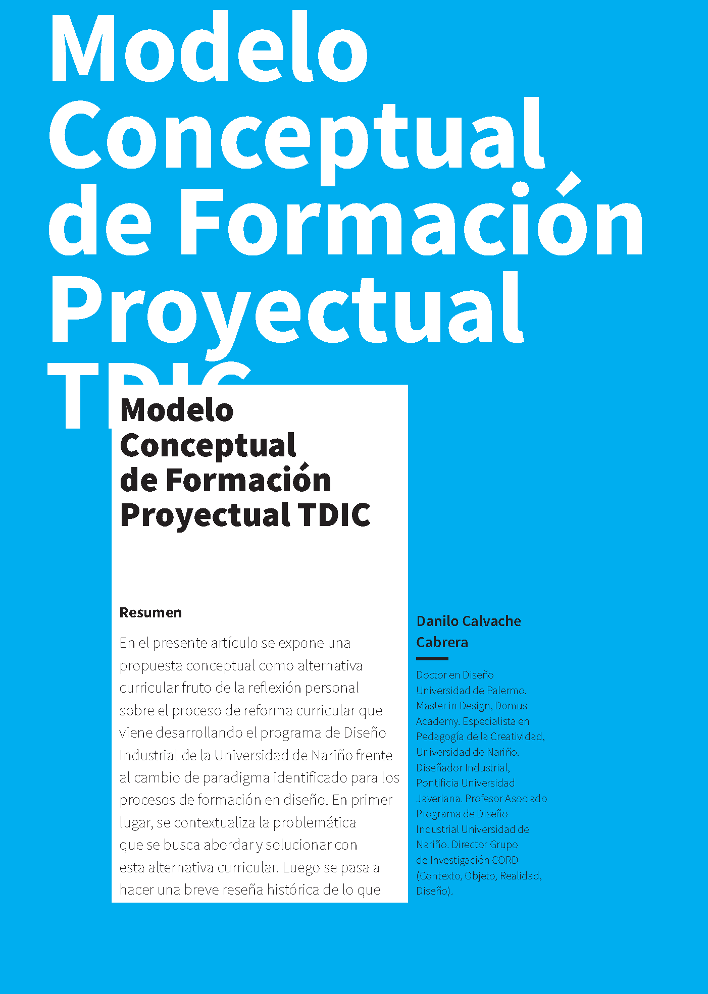 Modelo Conceptual de Formación Proyectual TDIC | Encuentros Académicos RAD