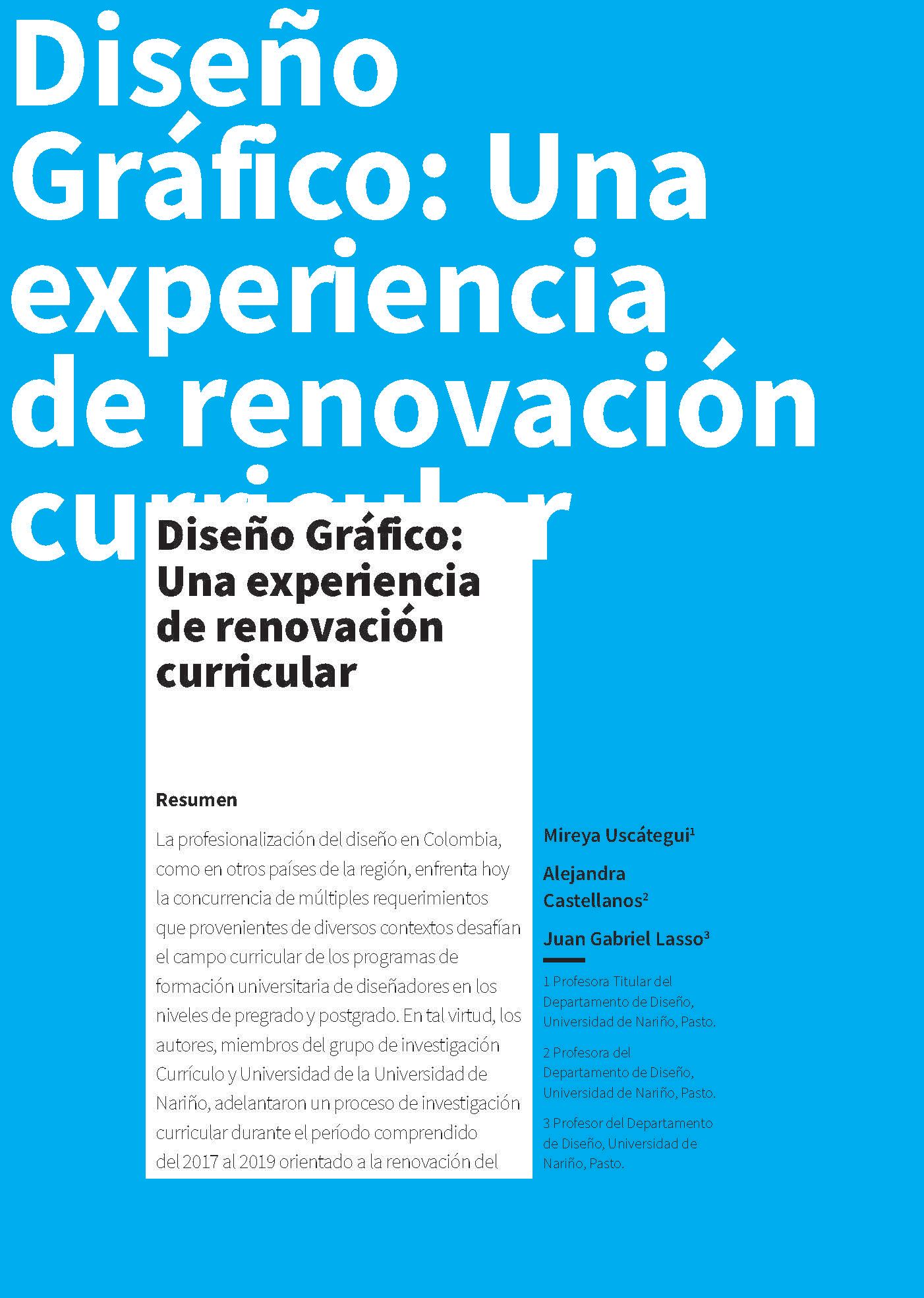 Diseño Gráfico: Una experiencia de renovación curricular